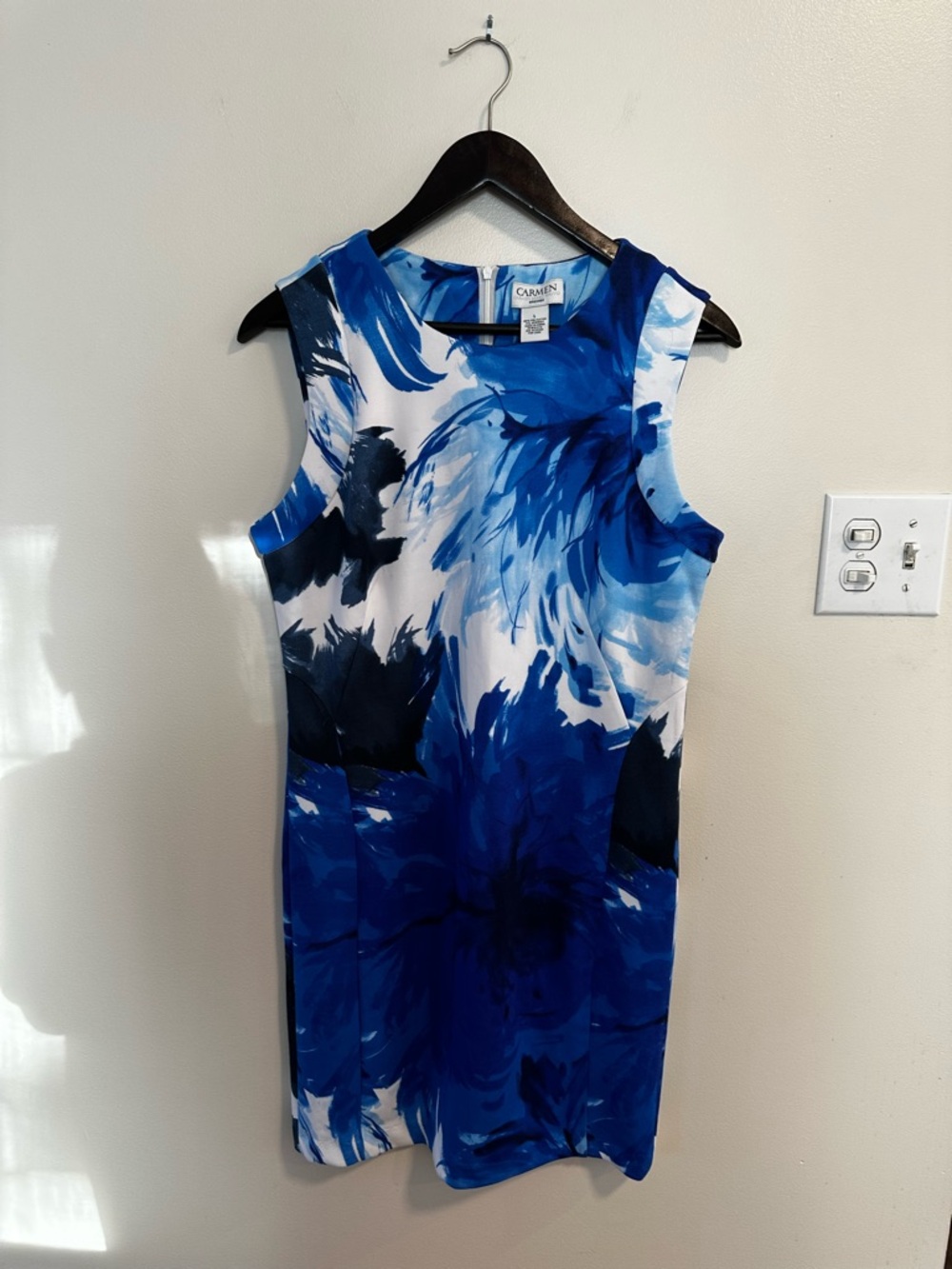 Carmen Marc Valvo Midi Sleeveless Sheath Dress Size L
